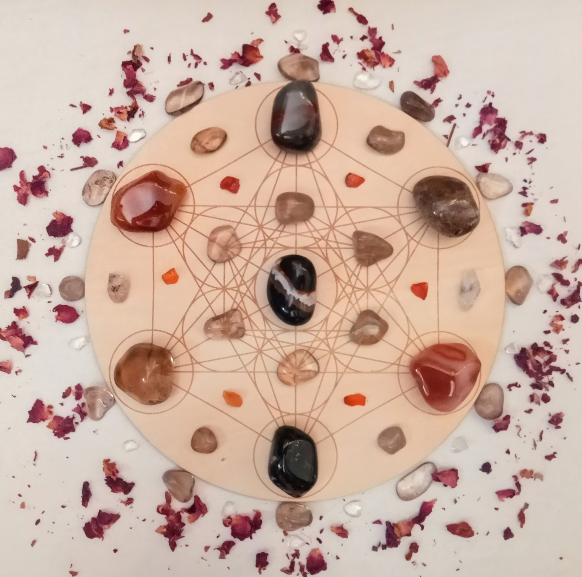 LARGE Wooden Crystal Grid Board | Sacred Geometry Law of Attraction Tool | METATRON'S CUBE