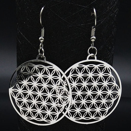 Sacred Geometry Silver Dangle Earrings -  choose from - Flower of Life, Hamsa, Merkaba