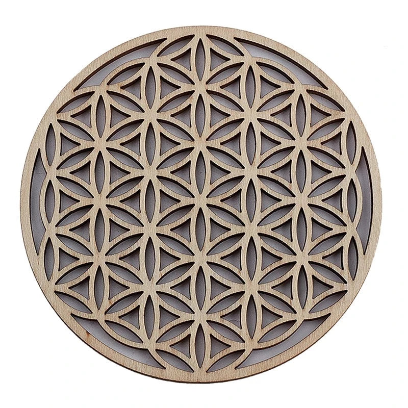 SMALL Wooden Crystal Grid Board | Sacred Geometry Energy Tool | FLOWER OF LIFE | MERKABA | METATRON'S CUBE