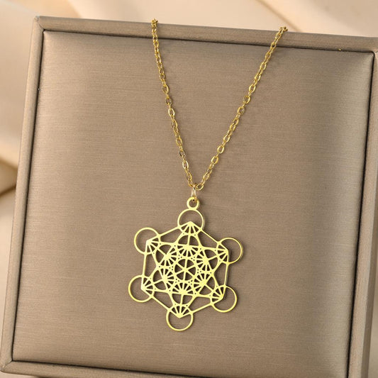 Metatron's Cube Pendant Necklace - Gold or Silver colour
